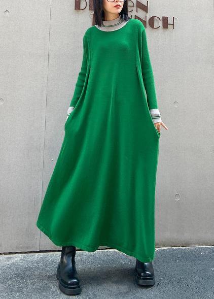 Pullover Green Sweater Dresses O Neck Extra Large Hem Diy Sweater Dresses