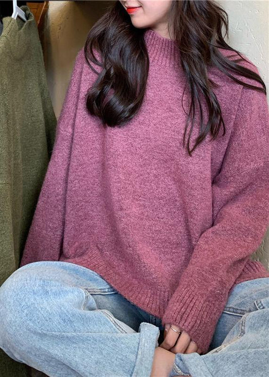 Pullover Pink Knitted Pullover High Neck Knitwear