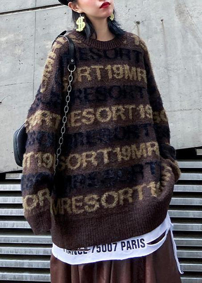 Pullover Winter Chocolate Sweaters Alphabet Knit Blouse