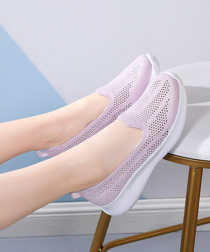 Purple Comfy Breathable Mesh Splicing Flat Shoes for