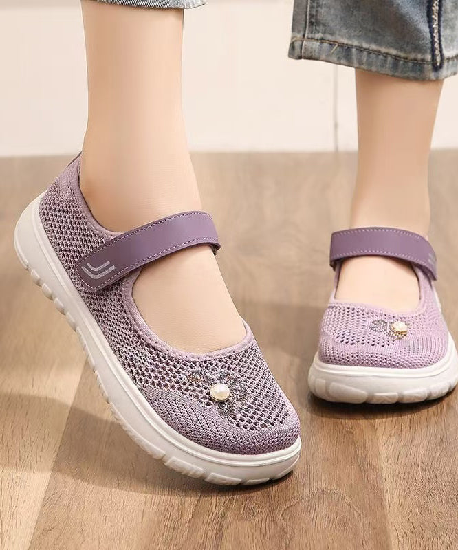 Purple Flats Buckle Strap Flat Shoes