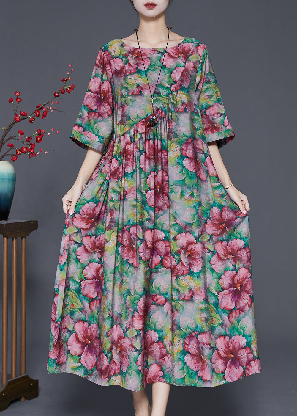 Red Dress Oversized Exra Large Hem Half Sleeve