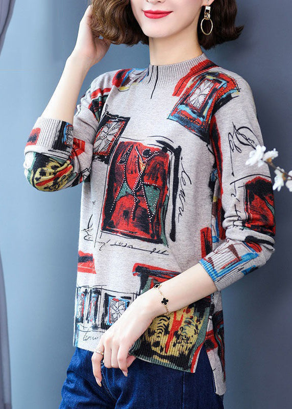 Red Zircon Cozy Cotton Knit Sweaters O-neck Long Sleeve