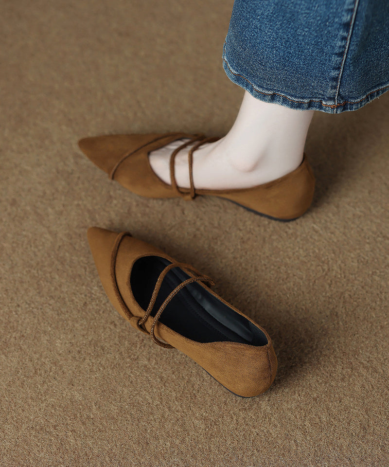 Retro Lace Up Flat Feet Shoes Red Cowhide Leather