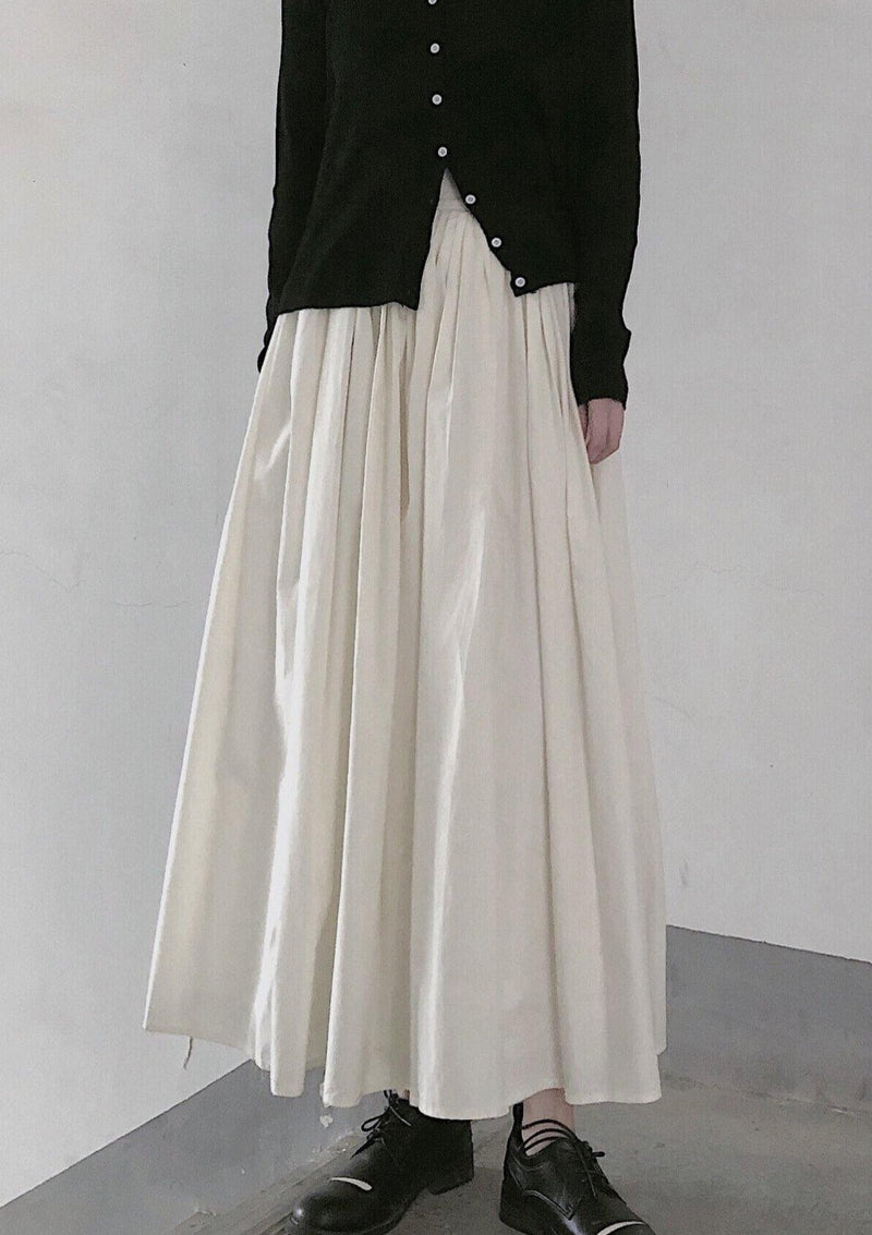 Retro Pleated Skirt White Half Skirt