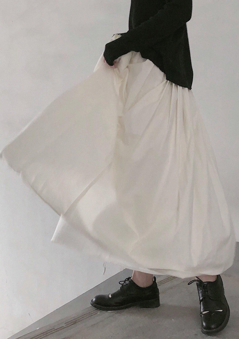 Retro Pleated Skirt White Half Skirt