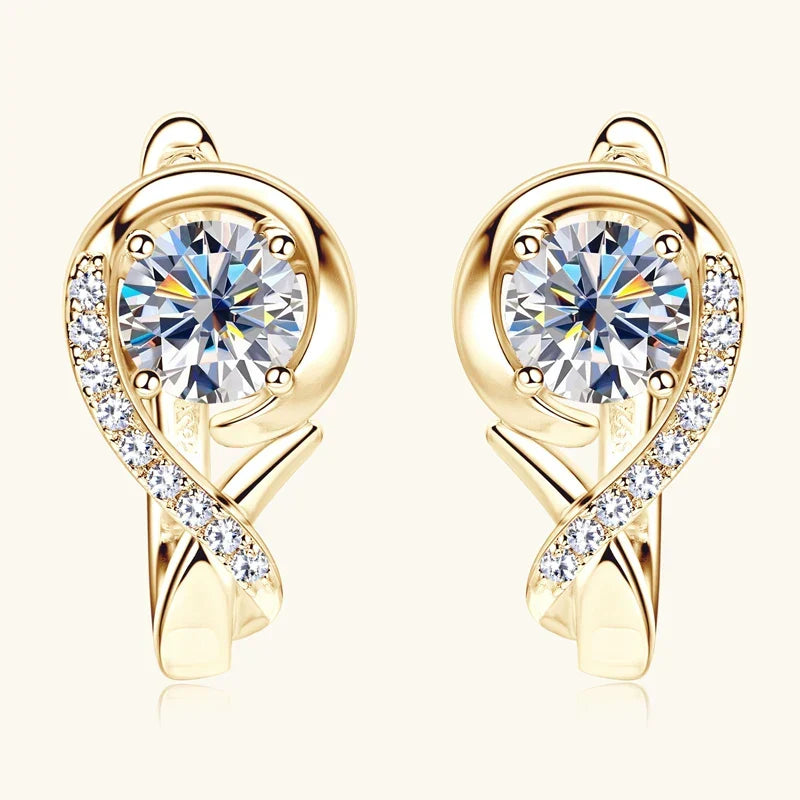 Golden Crystal Stud Flower Earrings