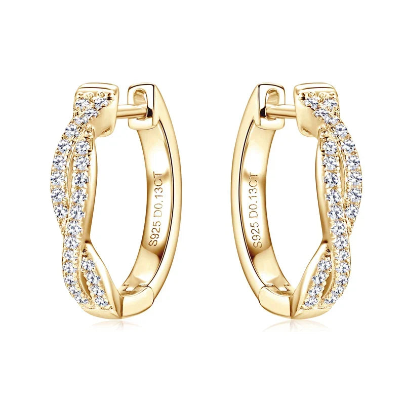 Zirconia Gold Braided Earrings