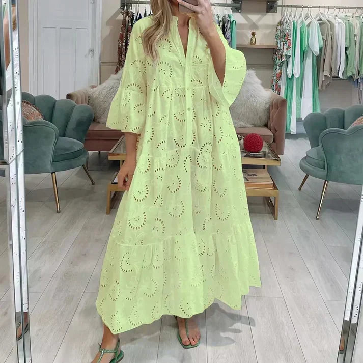 KS | Elegant dress with embroidered eyelets
