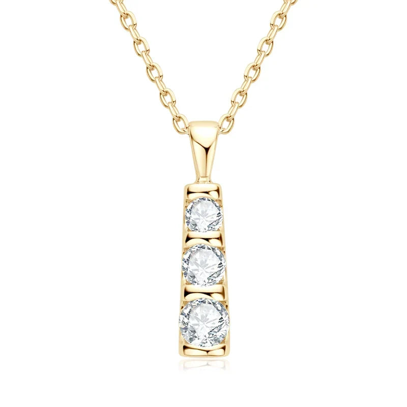 Triple Inlaid Spark Gold Necklace