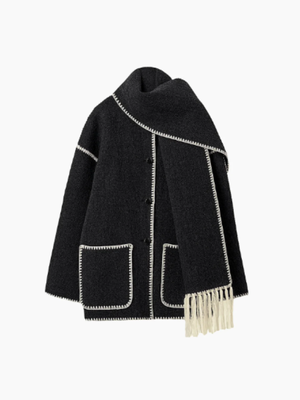 JO | warm coat with tassel scarf