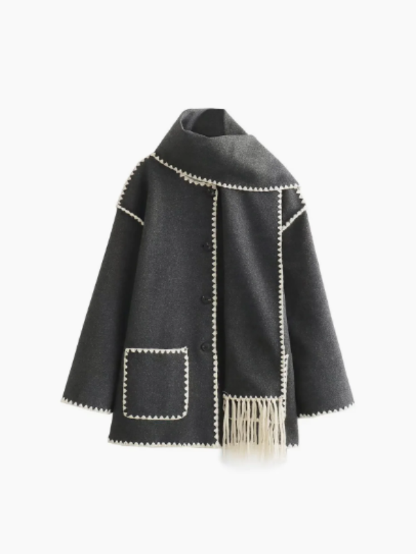 JO | warm coat with tassel scarf