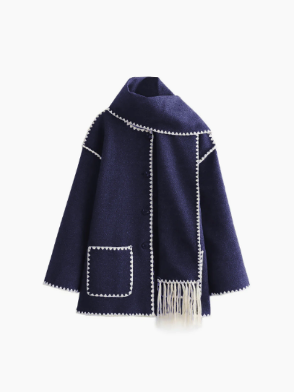 JO | warm coat with tassel scarf
