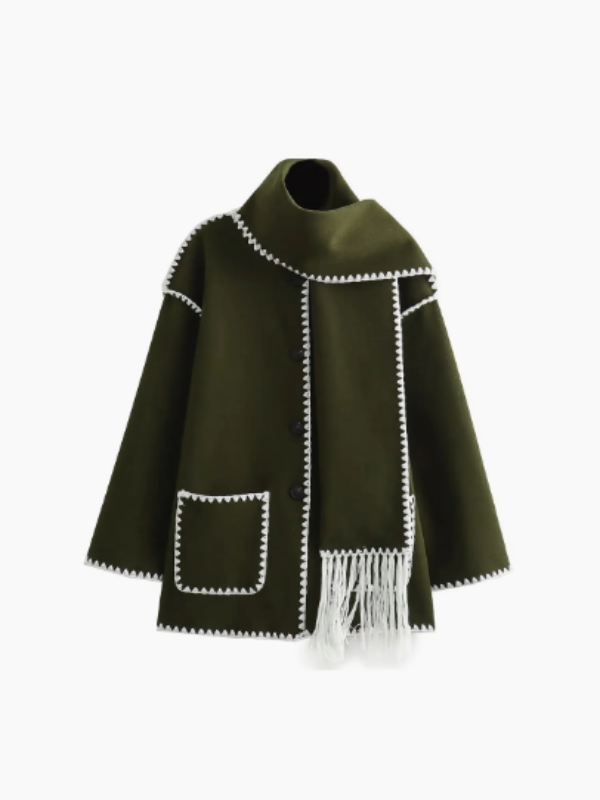 JO | warm coat with tassel scarf