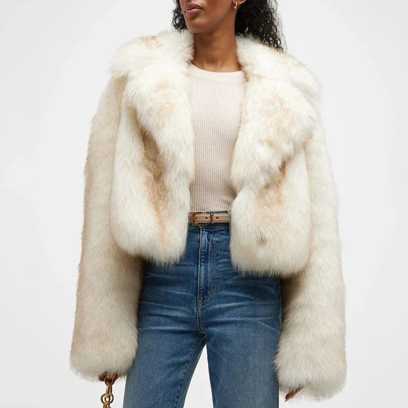 JO | short fluffy fur coat