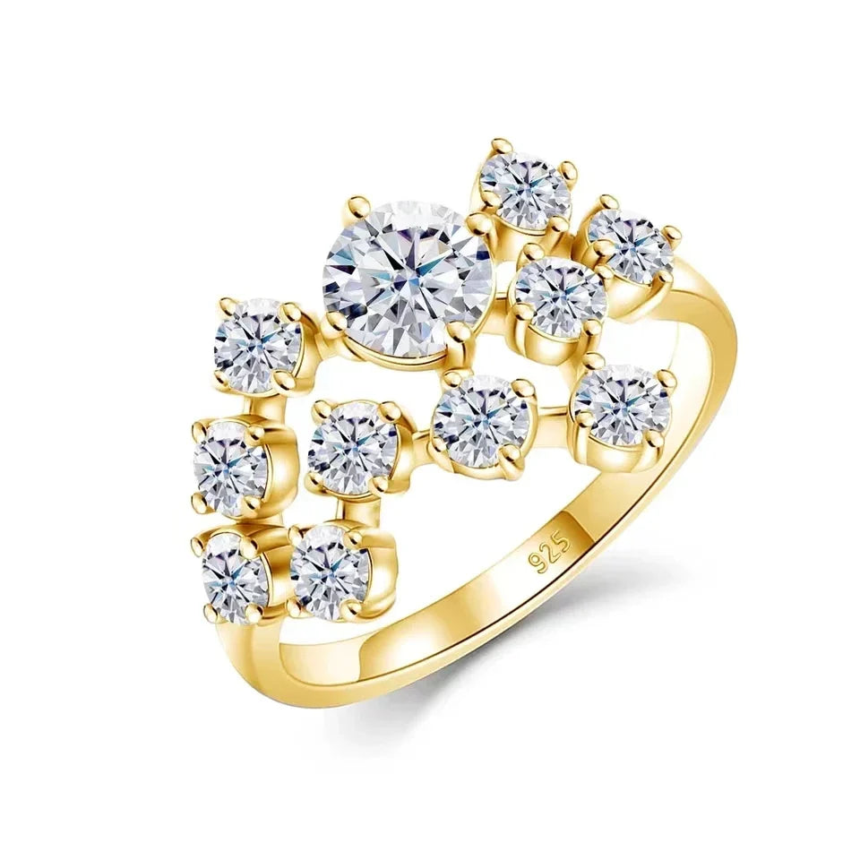 Crystal Irregular Gold Ring
