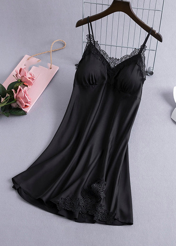 Pink V Neck Hollow Out Silk Mid Dress Summer
