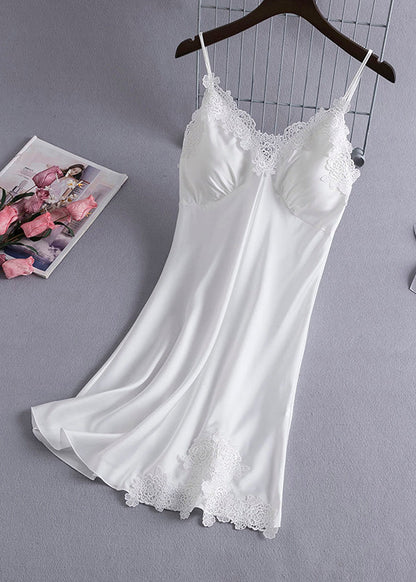 Pink V Neck Hollow Out Silk Mid Dress Summer