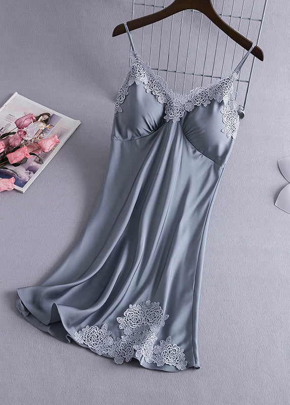 Pink V Neck Hollow Out Silk Mid Dress Summer