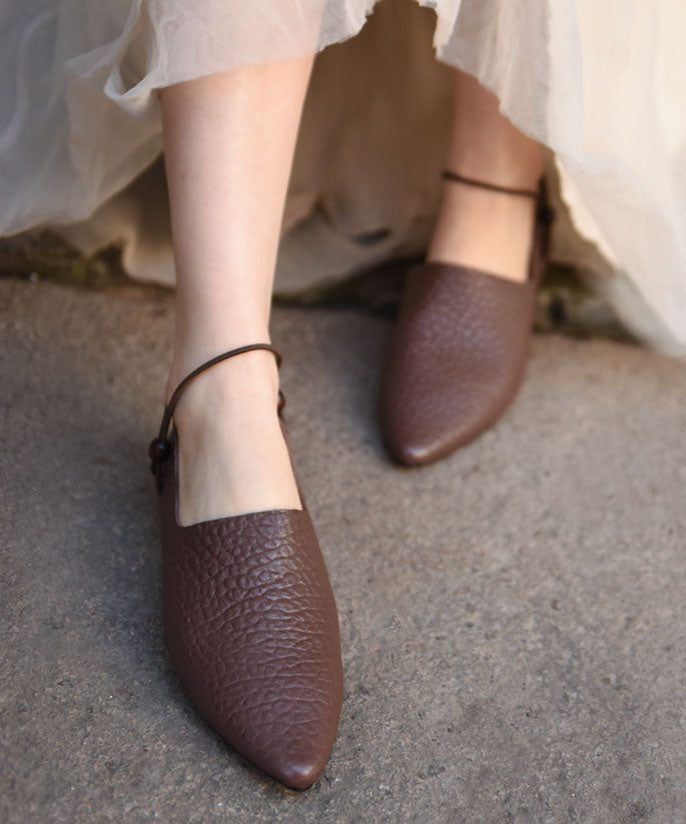 Sheepskin Splicing Flat Shoes for Pointed Toe Buckle Strap