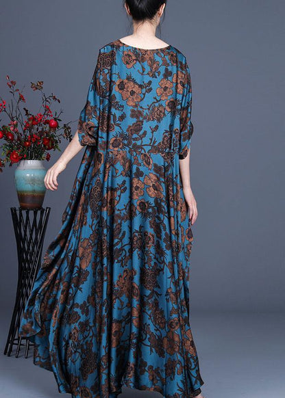 Silk Irregular Dress Blue