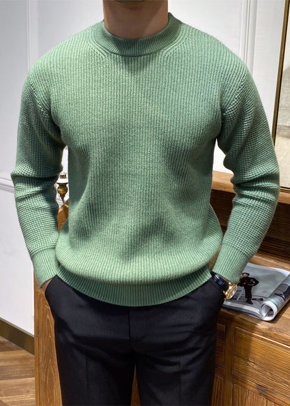 Simple Beige O Neck Knit Sweater Spring