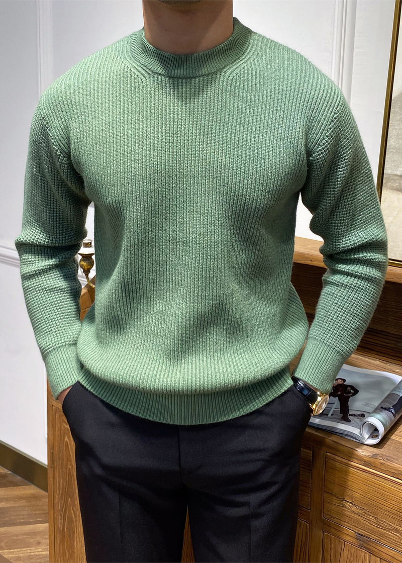 Simple Beige O Neck Knit Sweater Spring