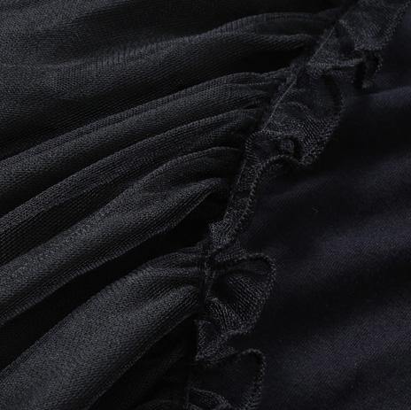 Simple Black Cotton Patchwork Spring Ankle Dress