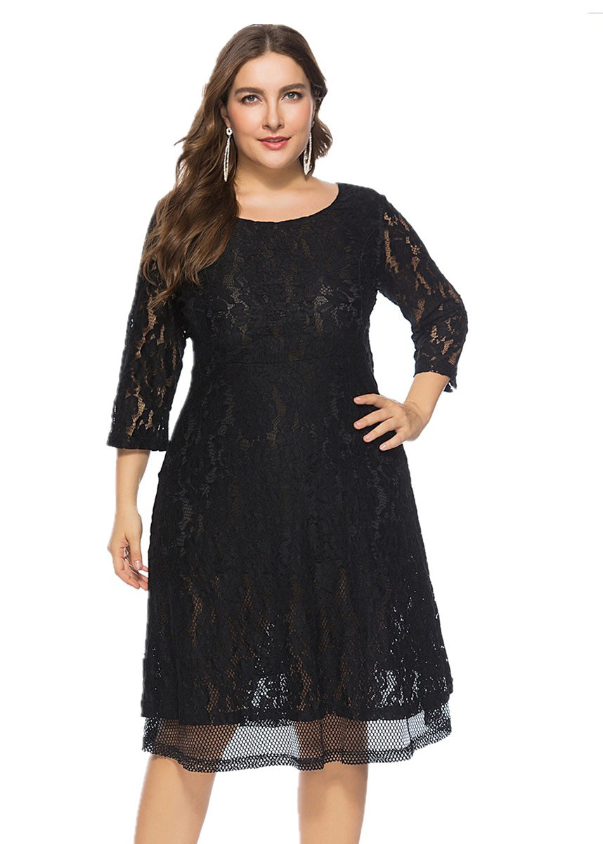 Simple Black Cozy Lace Mid Dresses Summer