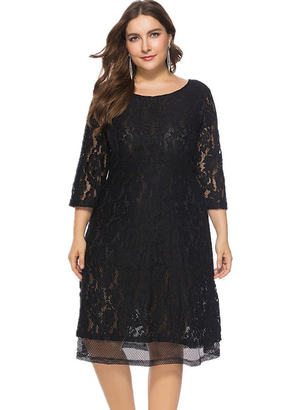 Simple Black Cozy Lace Mid Dresses Summer
