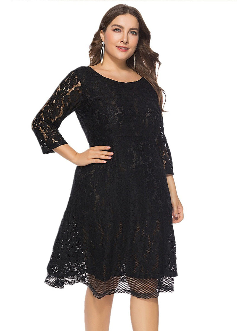 Simple Black Cozy Lace Mid Dresses Summer