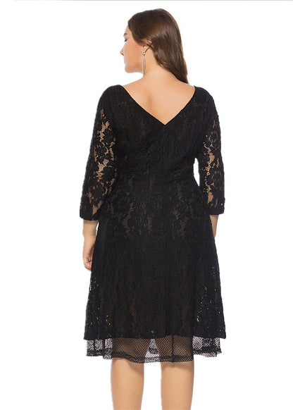 Simple Black Cozy Lace Mid Dresses Summer