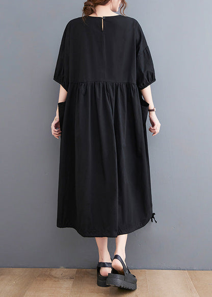 Simple Black Patchwork Vacation Long Dresses Summer