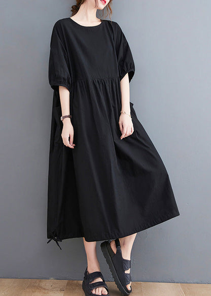 Simple Black Patchwork Vacation Long Dresses Summer