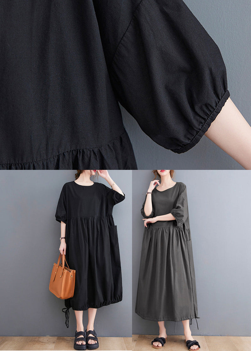 Simple Black Patchwork Vacation Long Dresses Summer