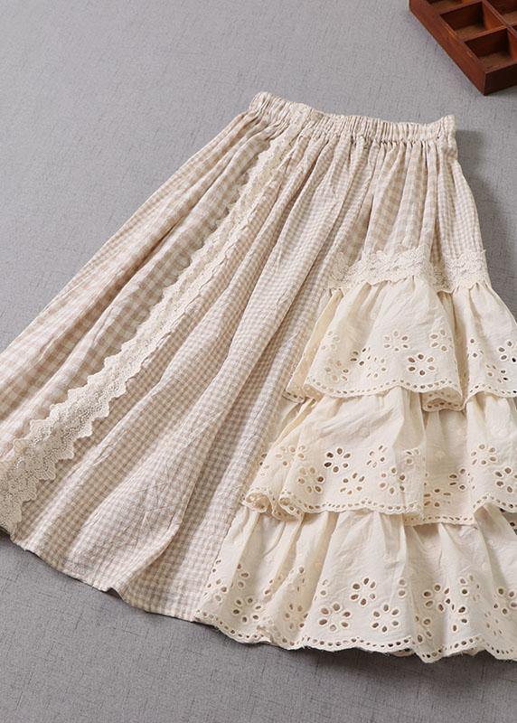 Simple Black Patchwork White Plaid Fall a Line Skirt