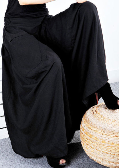 Simple Black Pockets Patchwork Asymmetrical Design Winter Skirt