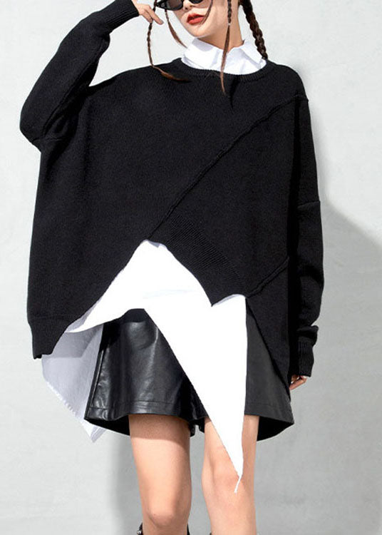 Simple Black Cozy Knit Sweater Spring