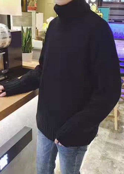 Simple Caramel Turtleneck Knit Sweaters Winter
