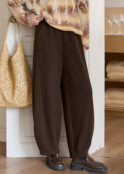 Simple Coffee Original Design High Waist Woolen Pants