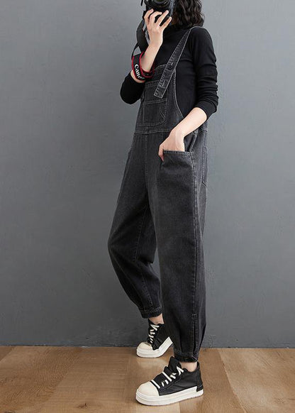 Simple Denim Black Pants Unique Spring Jumpsuit Pants