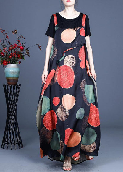 Simple Dot Summer a Line Spaghetti Strap Dress