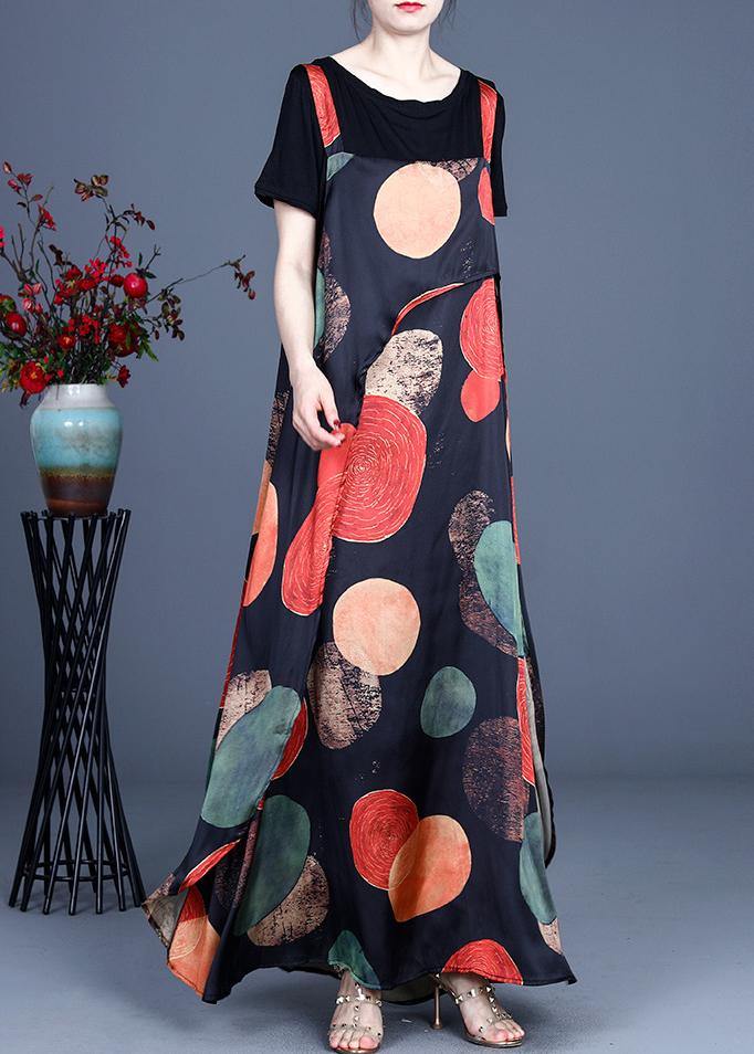 Simple Dot Summer a Line Spaghetti Strap Dress