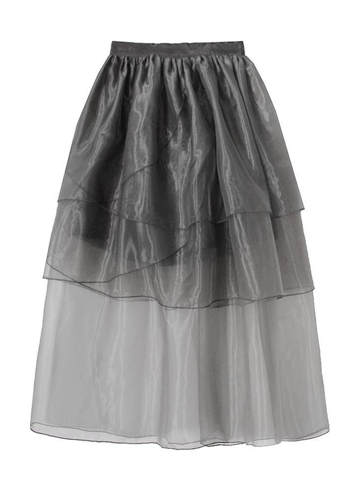 Simple Grey Ruffles Cinched Skirts Summer