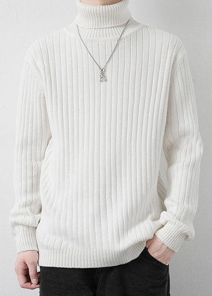 Simple Grey Turtleneck Thick Knit Sweater Pullover Winter