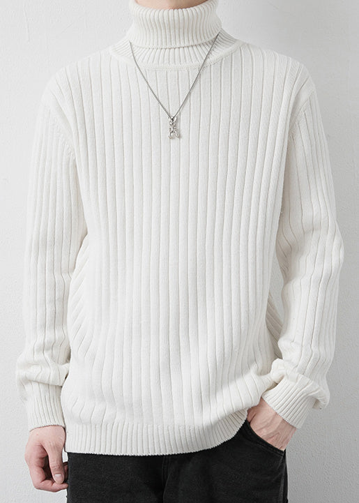 Simple Grey Turtleneck Thick Knit Sweater Pullover Winter