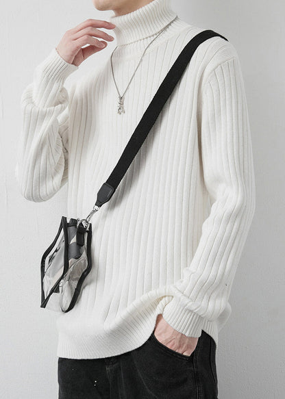 Simple Grey Turtleneck Thick Knit Sweater Pullover Winter