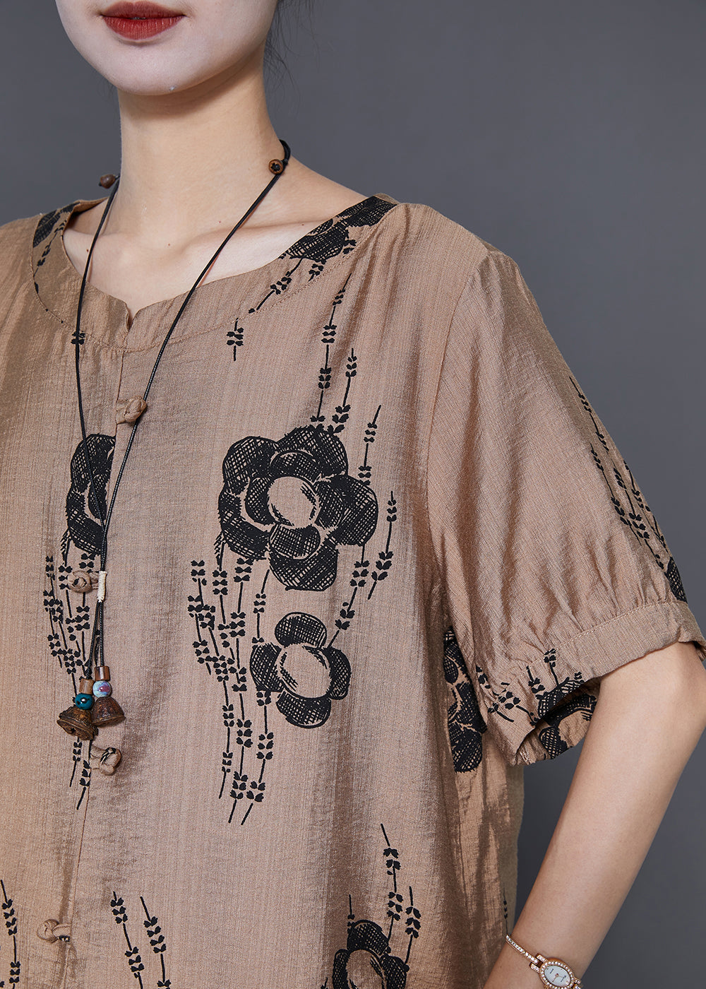 Simple Khaki Oversized Linen 2 Piece Outfit Set Summer