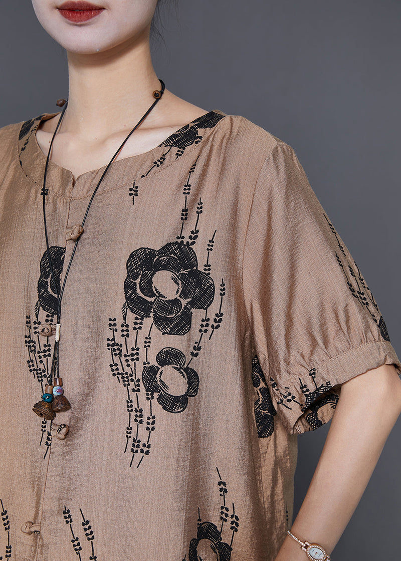 Simple Khaki Oversized Linen 2 Piece Outfit Set Summer