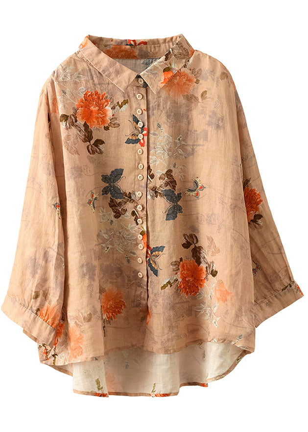 Simple White-polka Dots Peter Pan Collar Print Button Cotton Blouse Tops Long Sleeve